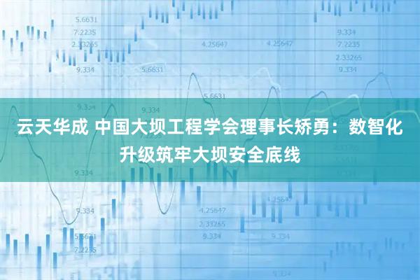 云天华成 中国大坝工程学会理事长矫勇：数智化升级筑牢大坝安全底线